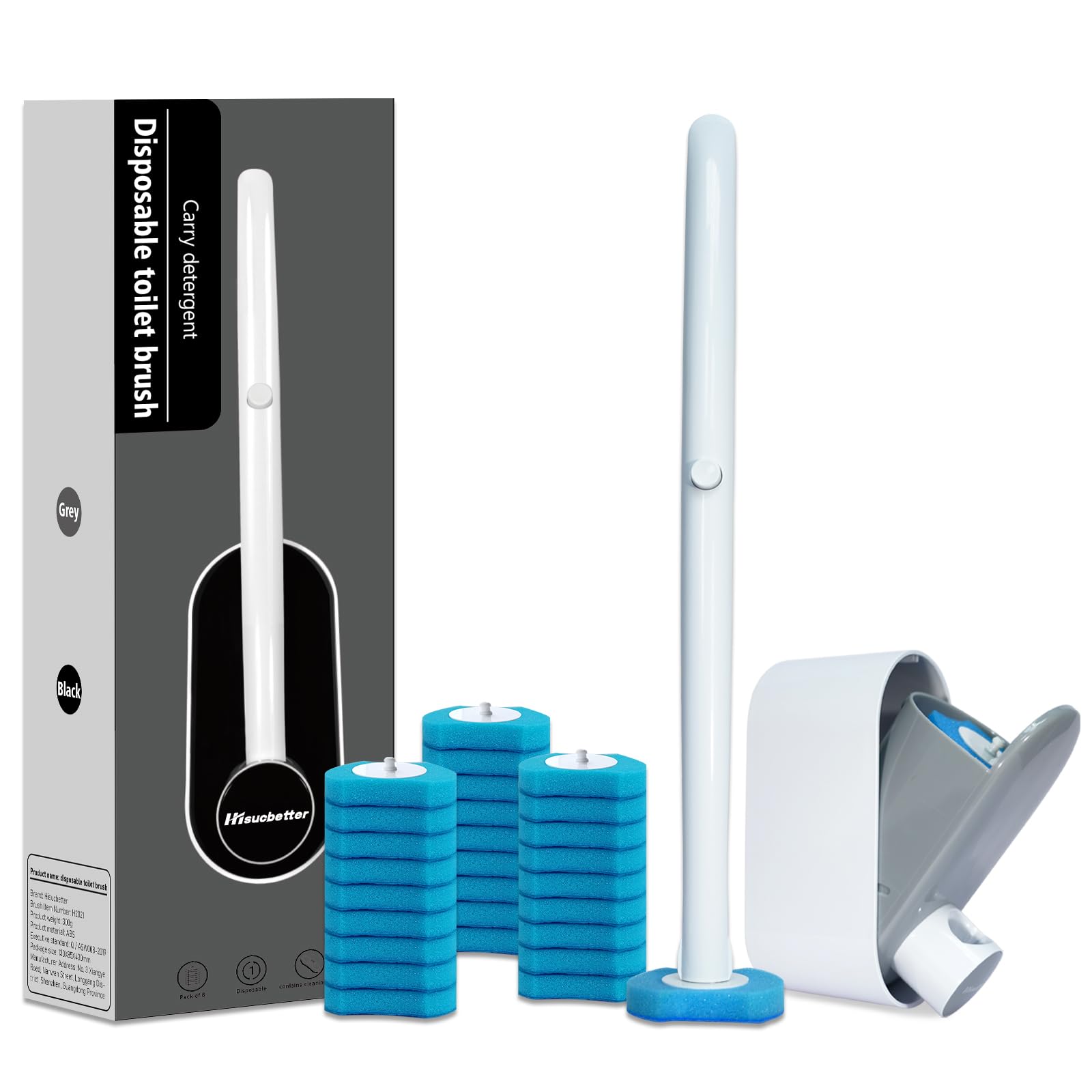 Disposable Toilet Brush with 32 Refills, Wall Mount Toilet Bowl Brush, 32PCS Powerful Toilet Brush Refills, Toilet Bowl Wand, Convenient and Contact-Free Toilet Brush Disposable.