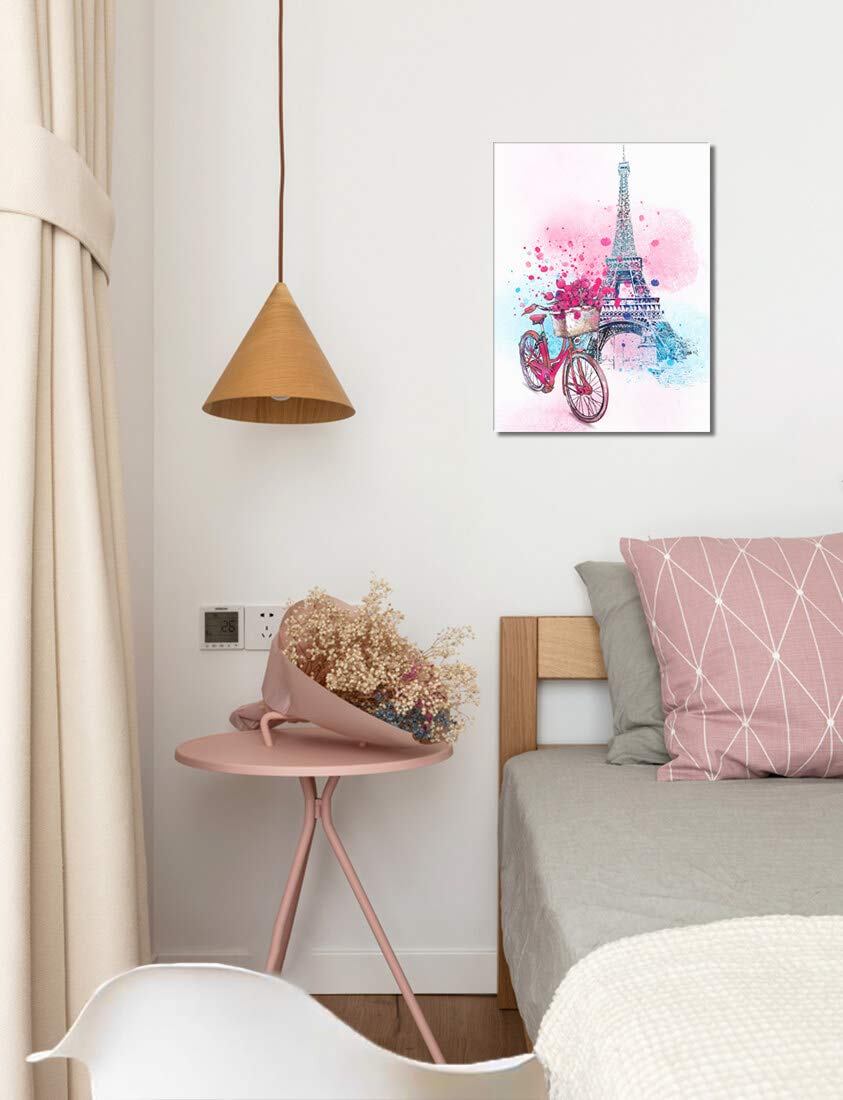 Poster per stanze, Estetica, Torre Eiffel rosa, Stampa artistica da parete, Stampa moderna per camera da letto, 40 x 60 cm