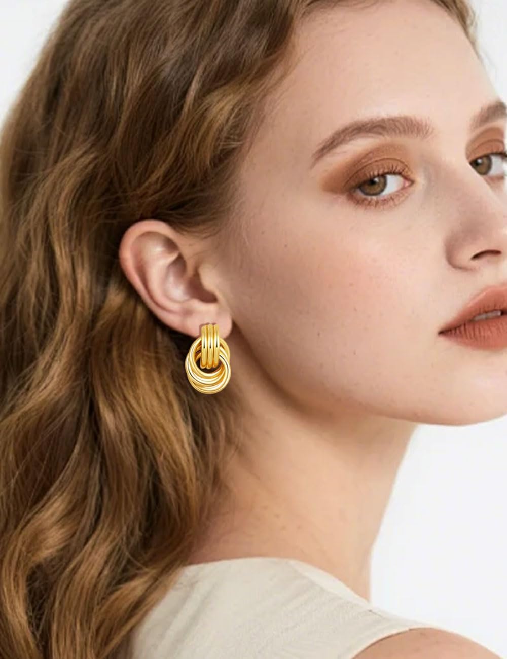 Tornito 8 Pairs Gold Knot Earrings for Women Chunky Statement Long Link Drop Dangle Earrings Geometric Twisted Stud Earrings Jewelry Set - Image 3