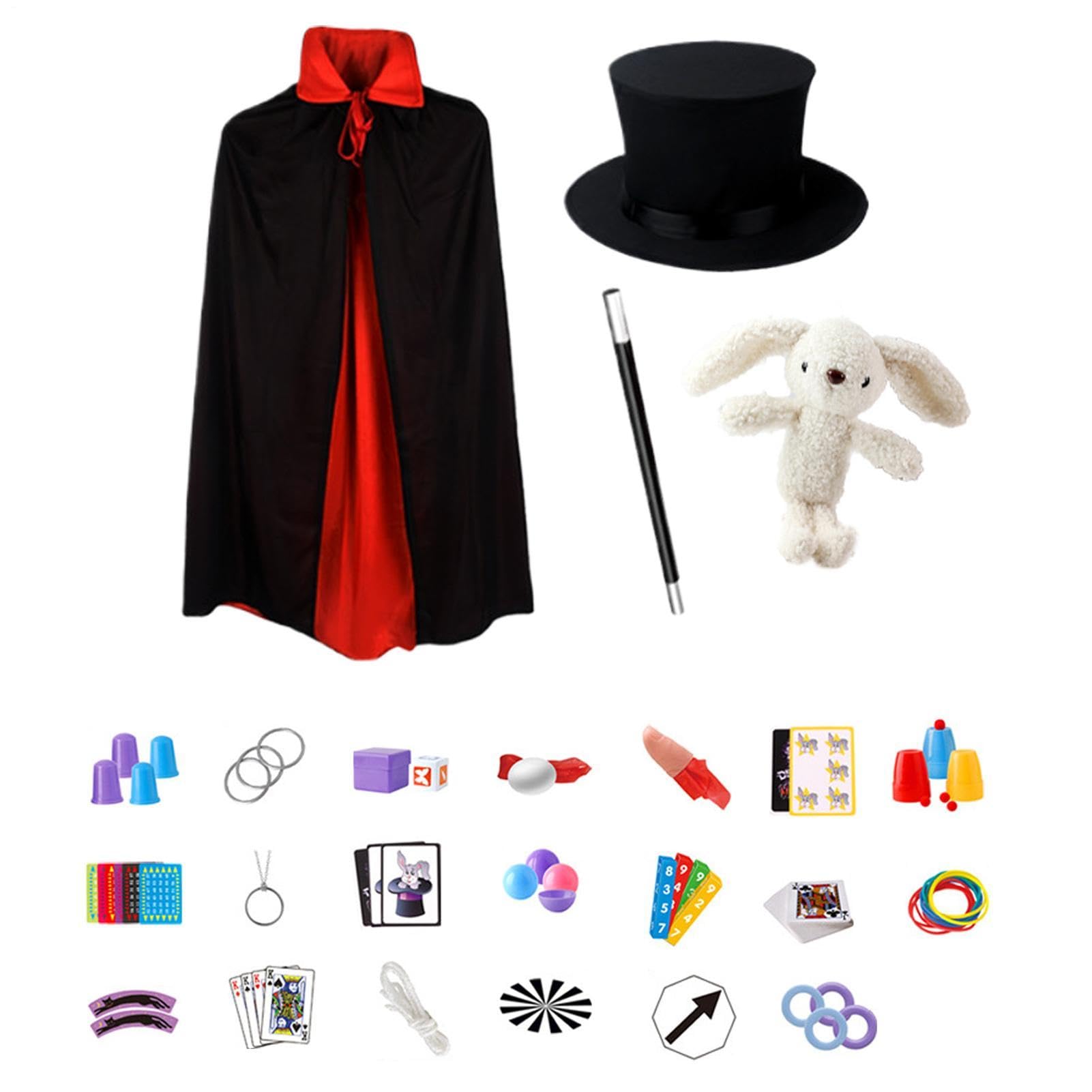Kit Mago con Bacchetta Guanti Cappello Costume Interattivo