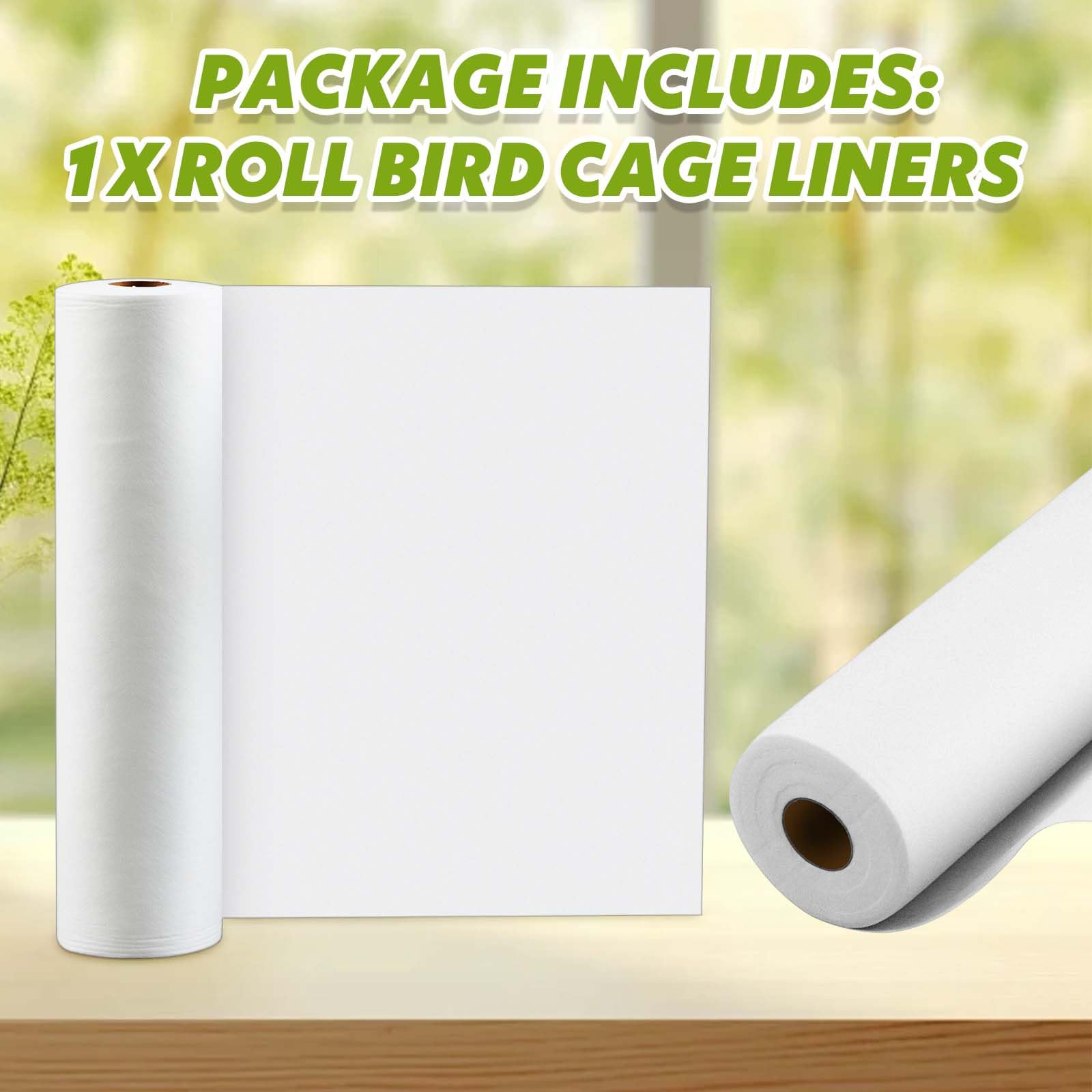 Drydiet 30.5 m x 11 Pulgadas, Forro desechable para jaulas de pájaros, Almohadilla de cojín precortada, Absorbente, Papel para Jaula de pájaros, Accesorios para Mascotas, Animales, pájaros, Loros