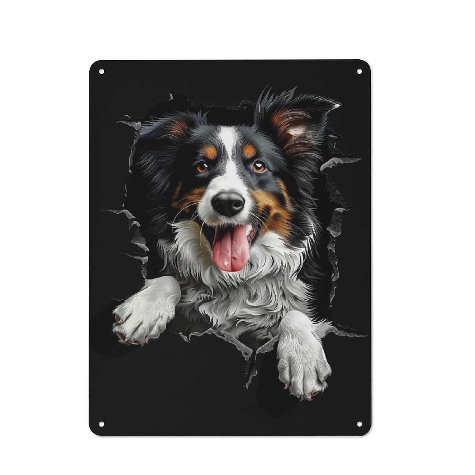 Junmoney Style-11 Collie(2) Printed Metal Sign 40X30cm For Garage Wall, For Collectors Of Vintage Metal Wall Decor