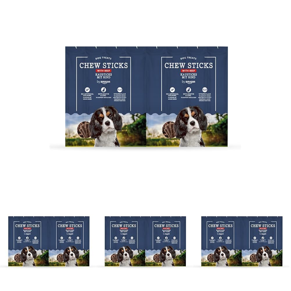 by Amazon Hundeleckerlis - Kaustangen mit Rindfleisch, 8x11g (88g) (Packung mit 4)