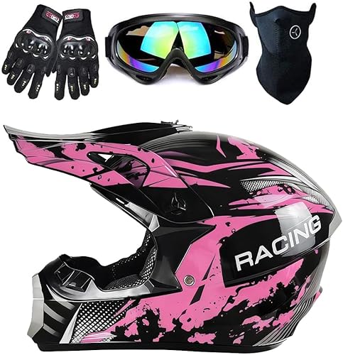 Casco para niños y jóvenes para bicicleta de tierra, motocross, todoterreno, motocicleta, ATV, UTV, bicicleta de calle, Combo de guantes, gafas y