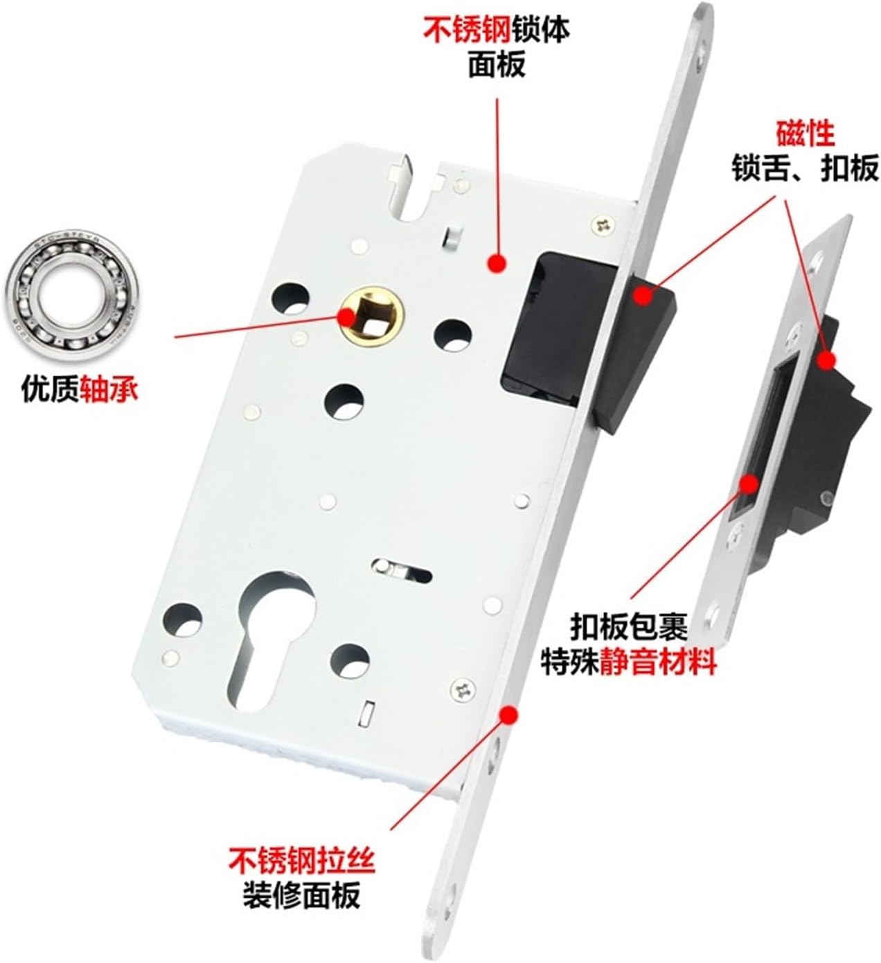 Door Lock Indoor Bedroom Door Lock American Metal Gray Bathroom Wooden Door Handle Home Silent Door Lock