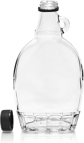 Miniatura 5 de North Mountain Supply Botellas de vidrio de jarabe de arce de 16.9 onzas (16.9 fl oz) con asa de bucle y tapas de plástico negro a prueba de