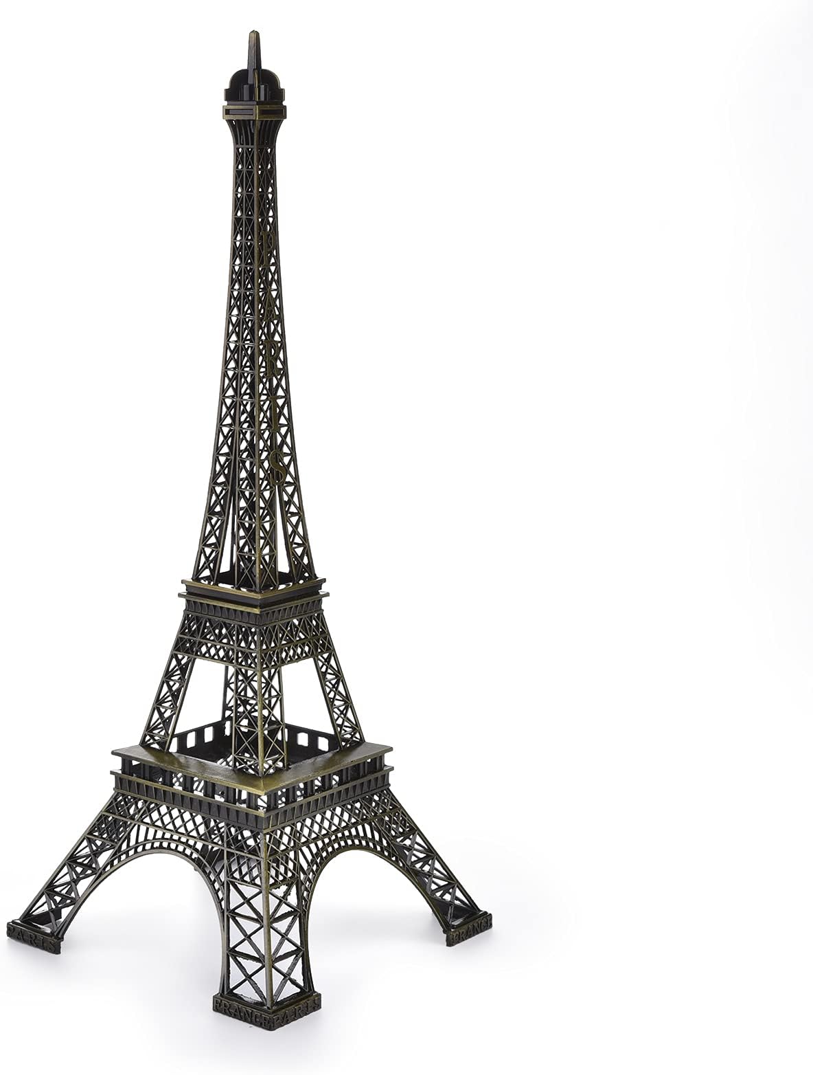 ESHATO Bronze Metal Eiffel Tower Statue, 15inch Decorative Figurine Replica Stand Holder for Cake Topper Table Decor Gift Party Home Decoration