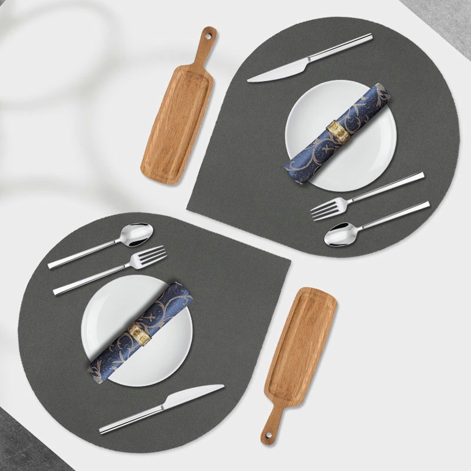 Tischsets Platzsets Gelb, Platzsets 6er Set 38x46cm+10x12cm Tropfenförmig, Einfarbig mit Untersetzer Leder