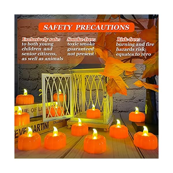 Turnmeon 12 pack fall pumpkin tea lights led pumpkin flame less candles battery operated fall decoration flickering candles for fall thanksgiving table decoration home halloween indoor party decor  urban country home decor