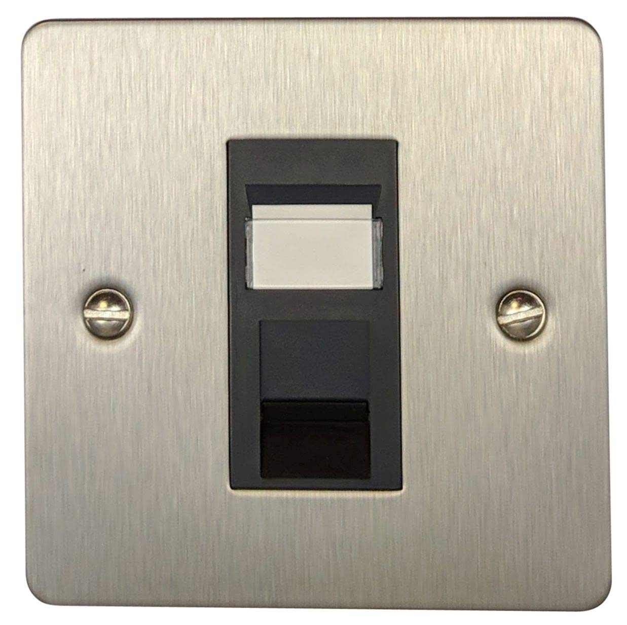 G&H Brassware Black Flat Brushed Steel Rj45 Socket (1 Gang/ Insert)