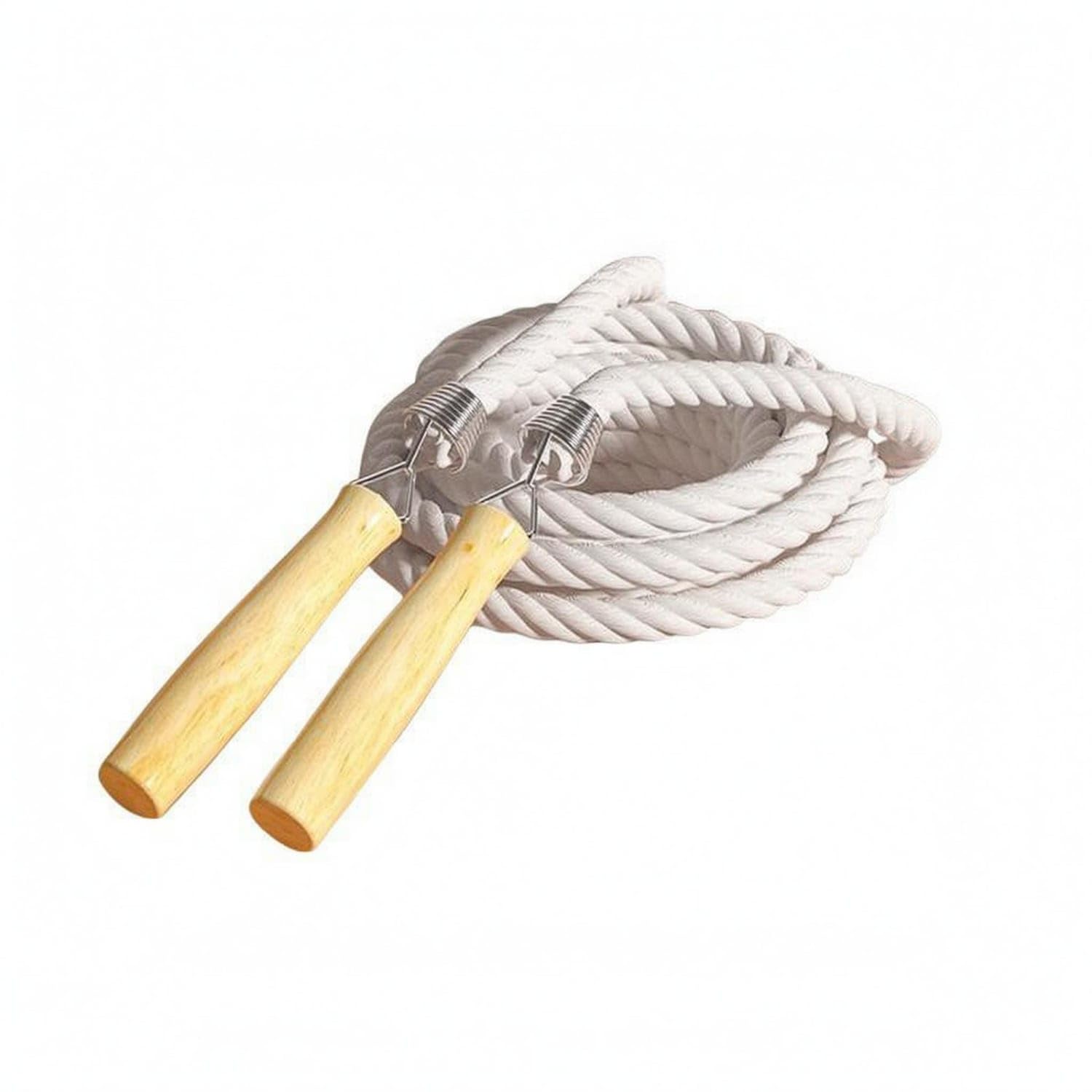 wear-resistant cotton braided jump rope thick wooden handle | fitness gear | sturdy & comfortable | cotton build | great for jump training and everyday exercise | available in white