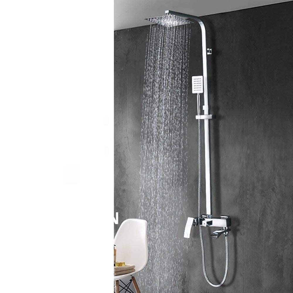 CWCQGH Shower System Bathroom Shower Faucets Set Rainfall Ultrathin Shower Head Waterfall Tub Spout Faucet Brass Single Handle Mixer Tap Bath,8 inch Shower Head,8 Inch Shower Head