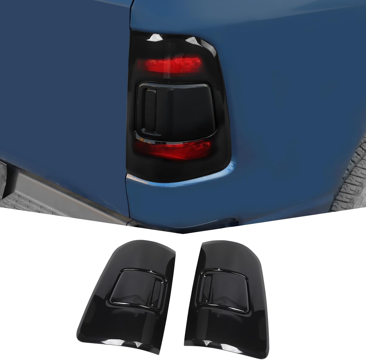 JeCar Tail Light Covers Smoked Taillight Rear Lamp Trim Guards Exterior Accessories Compatible with Dodge RAM 2019-2024 Specific Brake Light, Smoked Black