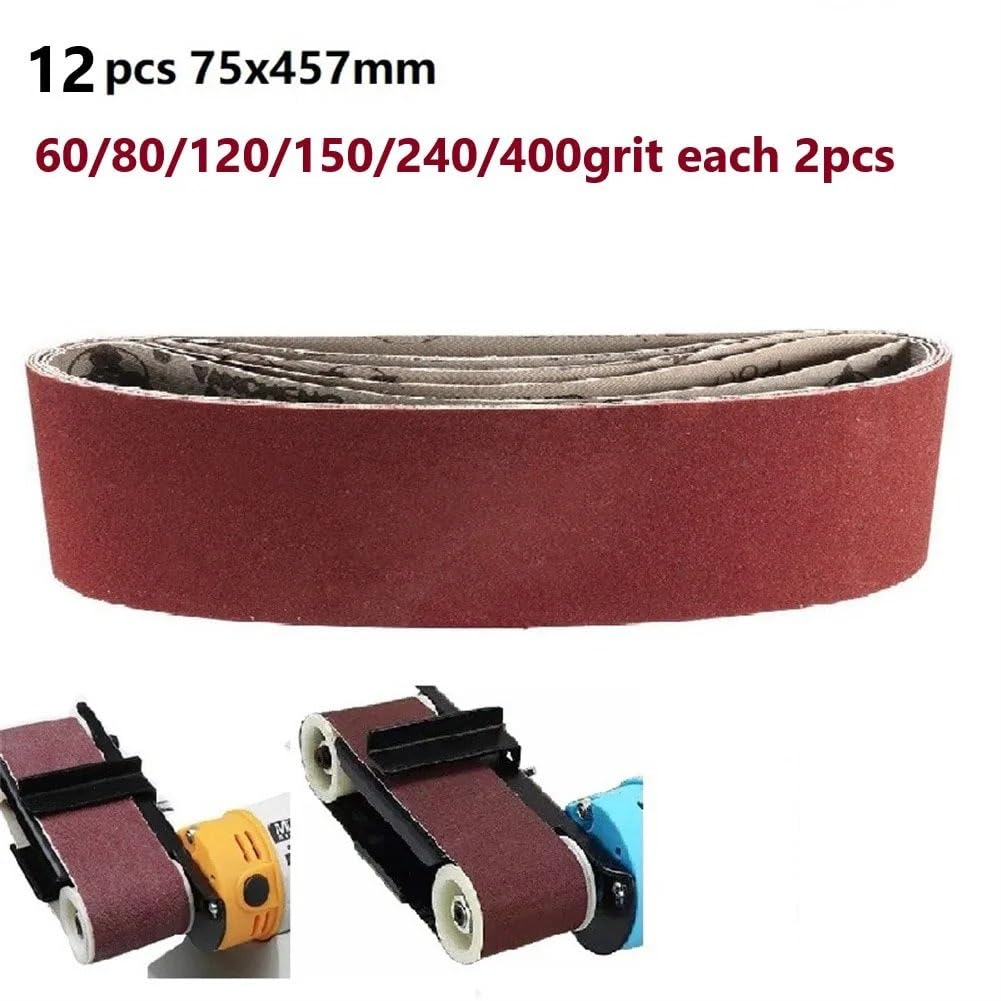 12 sztuk 75X457mm pasy szlifierskie 60/80/120/150/240/400 Grit szlifierka taśmowa papier ścierny do szlifierki taśmowej szlifierka narzędzia ścierne