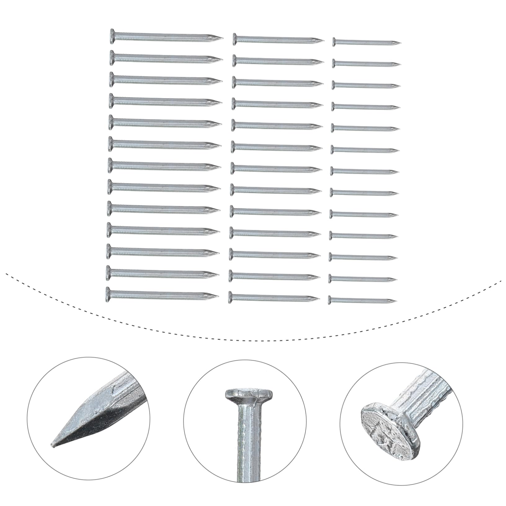 Clavo de Cemento Galvanizado de Acero 515 Piezas Plata | Fijar Madera o Metal en Pared de Cemento, No se Dobla Fácilmente, Uso para Montaje y Marcos