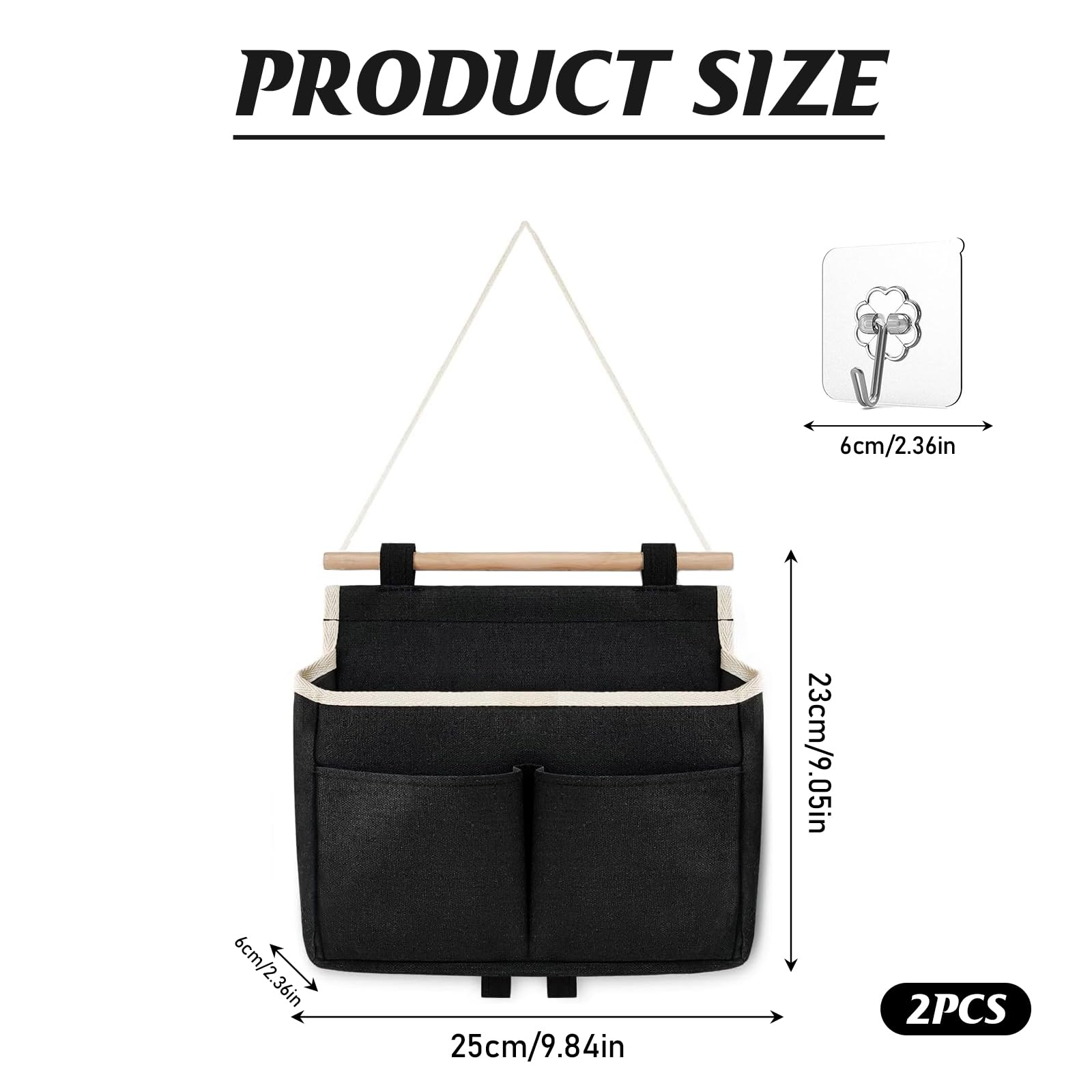 2 Borse Portaoggetti Da Appendere - Con Ganci, Bianco, Per Camera, Cucina, Bagno