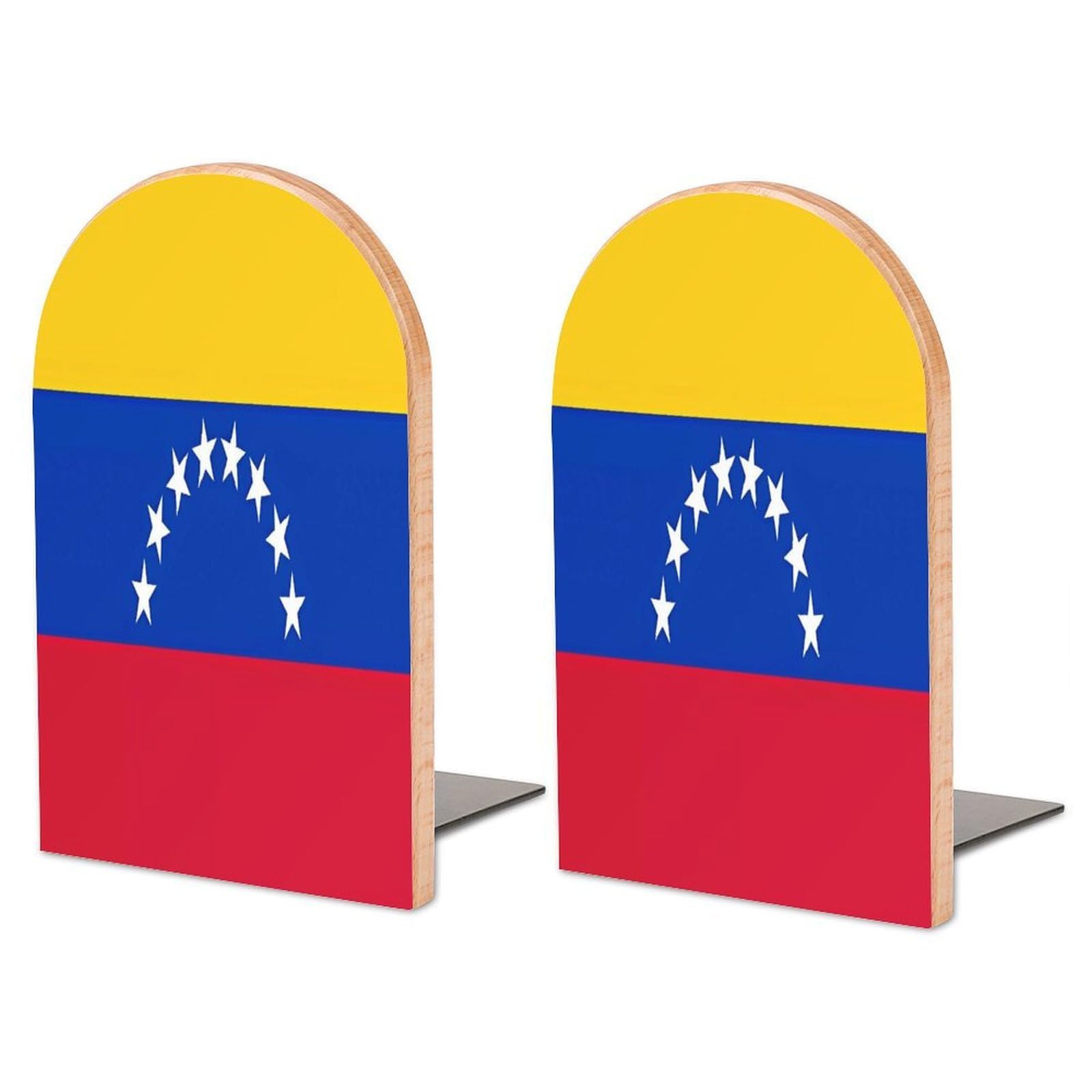 Flag of Venezuela Wood Bookend for Shelves 1 Pair