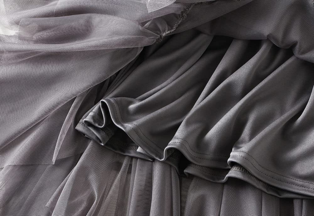 Faldas De Invierno para Mujer, Faldas para Mujer Falda De Malla Midi Faldas De Invierno Negras Falda De Talle Alto con Dobladillo Irregular Faldas Plisadas para(Grey)