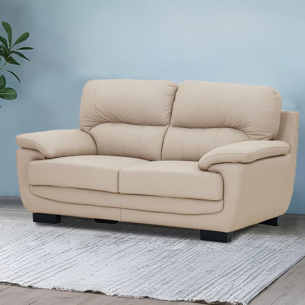 Royaloak Milan Italian Half Leather 2 Seater Sofa | Genuine Body Touch Leather | High Backrest | Large Seating Space | Classic Tufting Design | Padded Armrests | Sturdy Solid Wood Frame-image-7