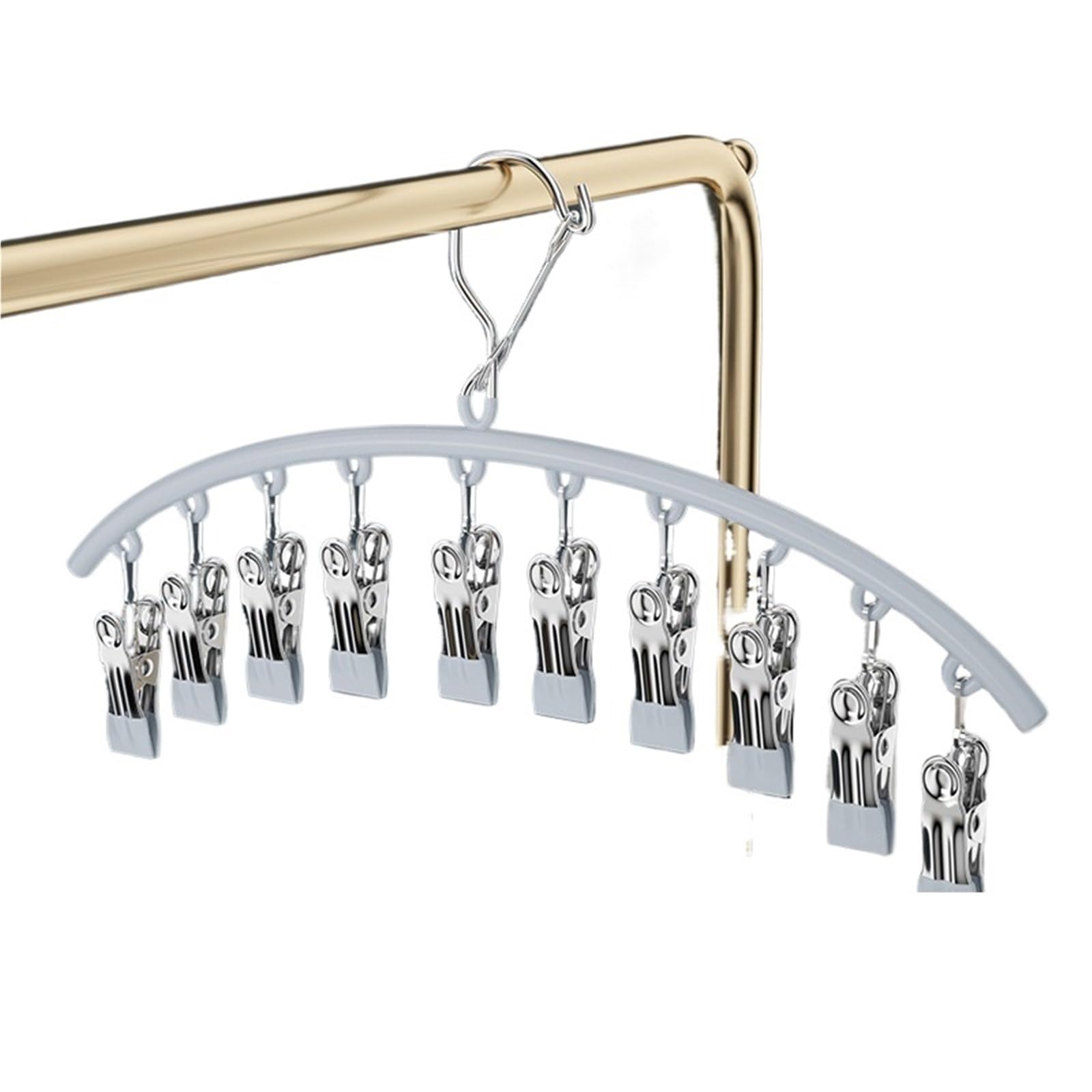 6pcs Stainless Steel Sock Clip Pace-Saving Arc Drying Rack Windproof Non-slip Clothes Underwear Towel Hanger For Home(Grey)