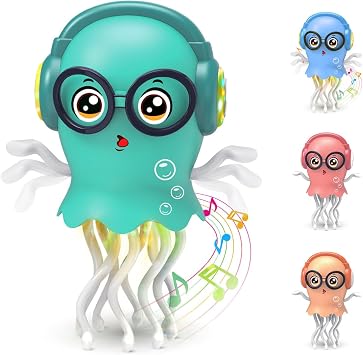 Dancing Jellyfish Baby Toy Tummy Time Toy Music Christmas | Crawling Jellyfish Magic Dancing Music Crawling Toys for 3 4 5 6 7 8 Year Old Kids Boy Girl Birthday Gifts, Interactive Gifts