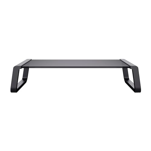 Trust Monta Monitorstandaard, Monitor Stand Riser 41 x 22 x 10 cm, Schermstandaard van Gehard Glas, Monitorverhoger, Bureau Organizer voor Laptop, Computer, Mac, PC, Notebook - Zwart - Afbeelding 7