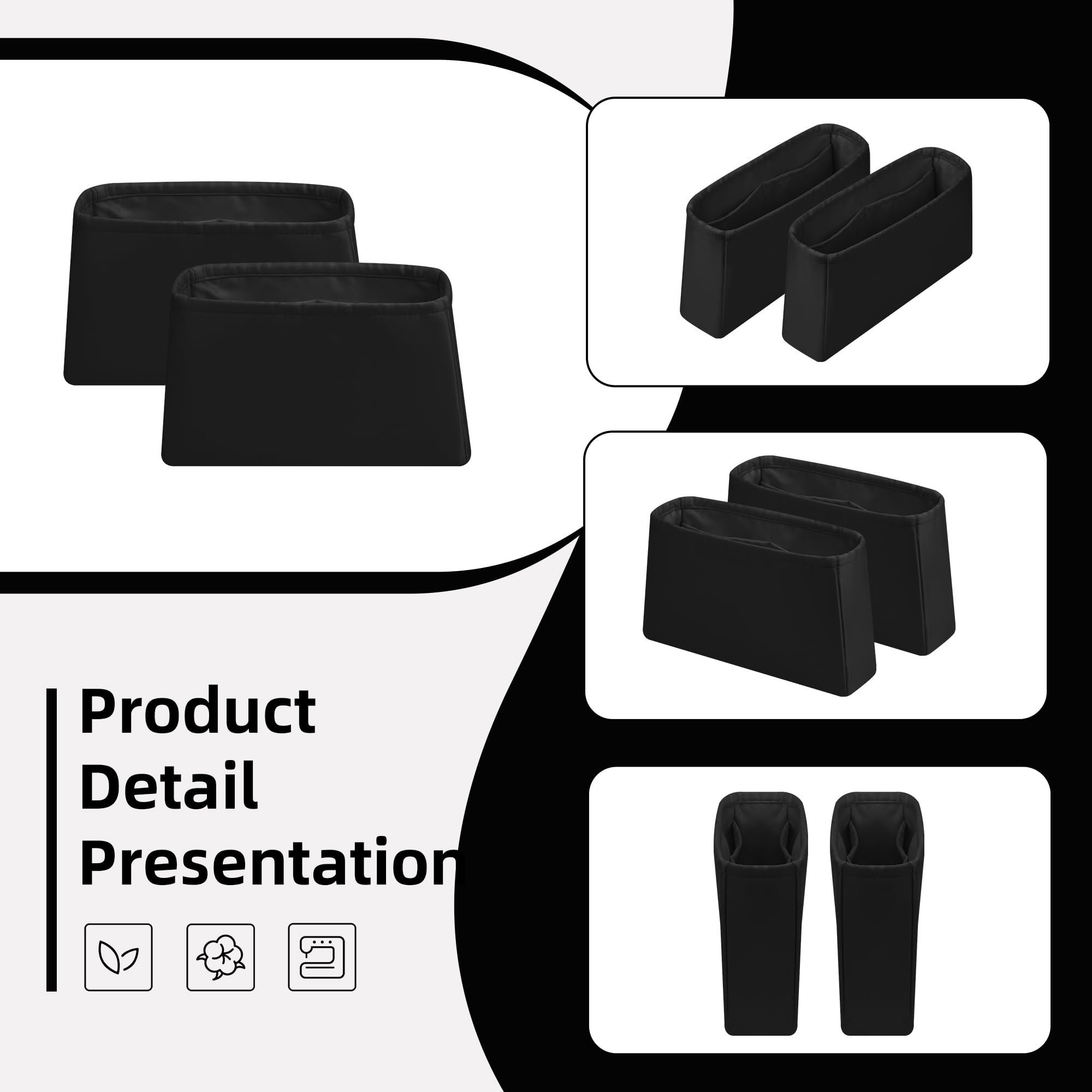 DGAZ Organizador Bolsos de Seda, 2 Piezas Organizador Bolsa Interior Ligera para Neonoe BB con Compartimento, inserto de bolsa para bolso (Noir, Neonoe BB)