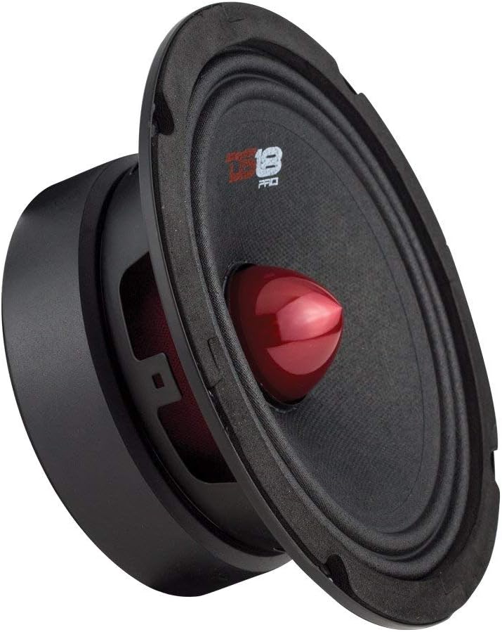 DS18 PRO-GM6B Loudspeaker - 6.5", Midrange, Red Aluminum Bullet, 480W Max, 140W RMS, 8 Ohms - Premium Quality Audio Door Speakers for Car or Truck Stereo Sound System (1 Speaker) (Renewed)