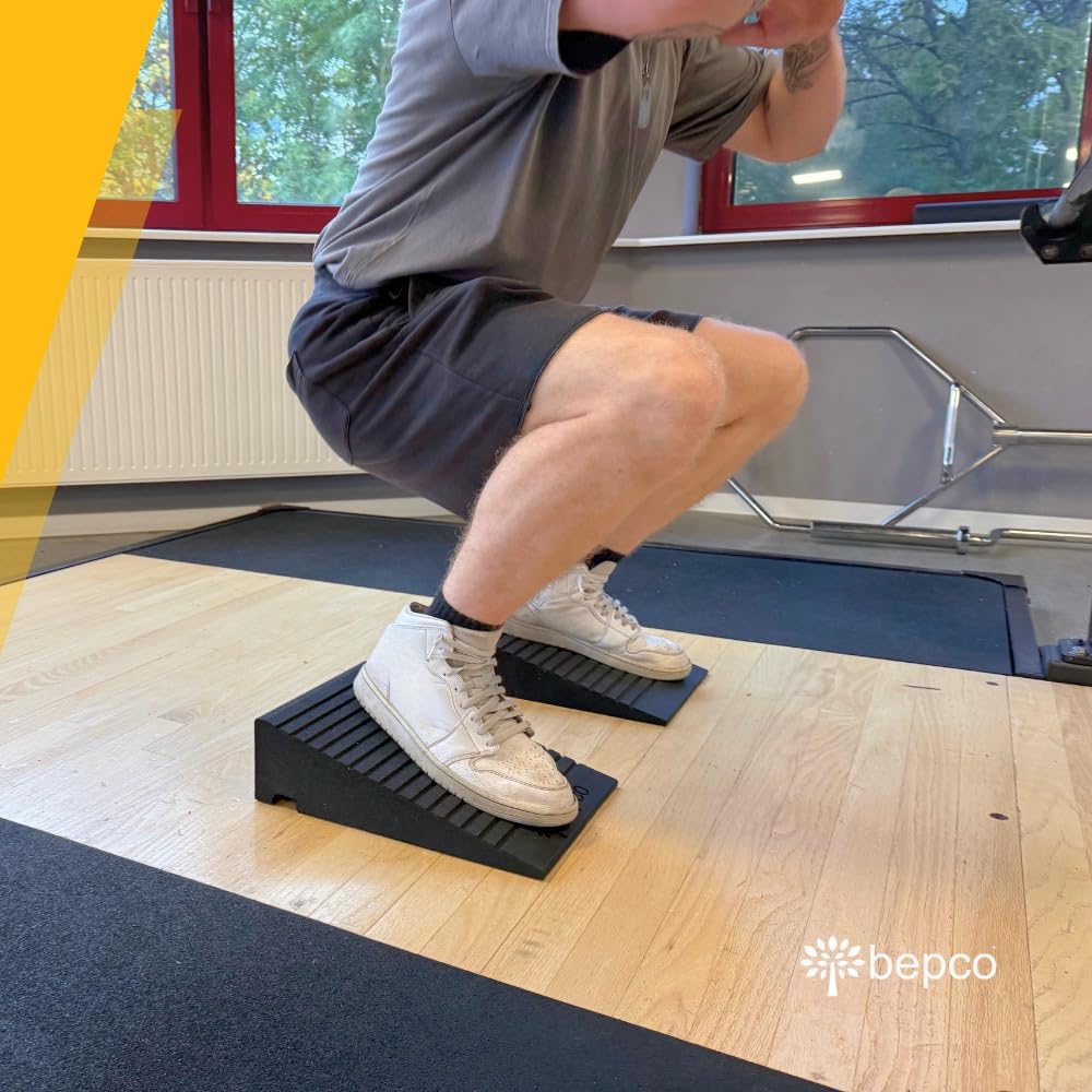 bepco Kneeblock – Squat Wedge, wyciągacz łydek z gumy pochodzącej z recyklingu – 3 w 1 blok mobilny na kolana, stawy skokowe i łydki – idealny do treningu, na co dzień i rehabilitację