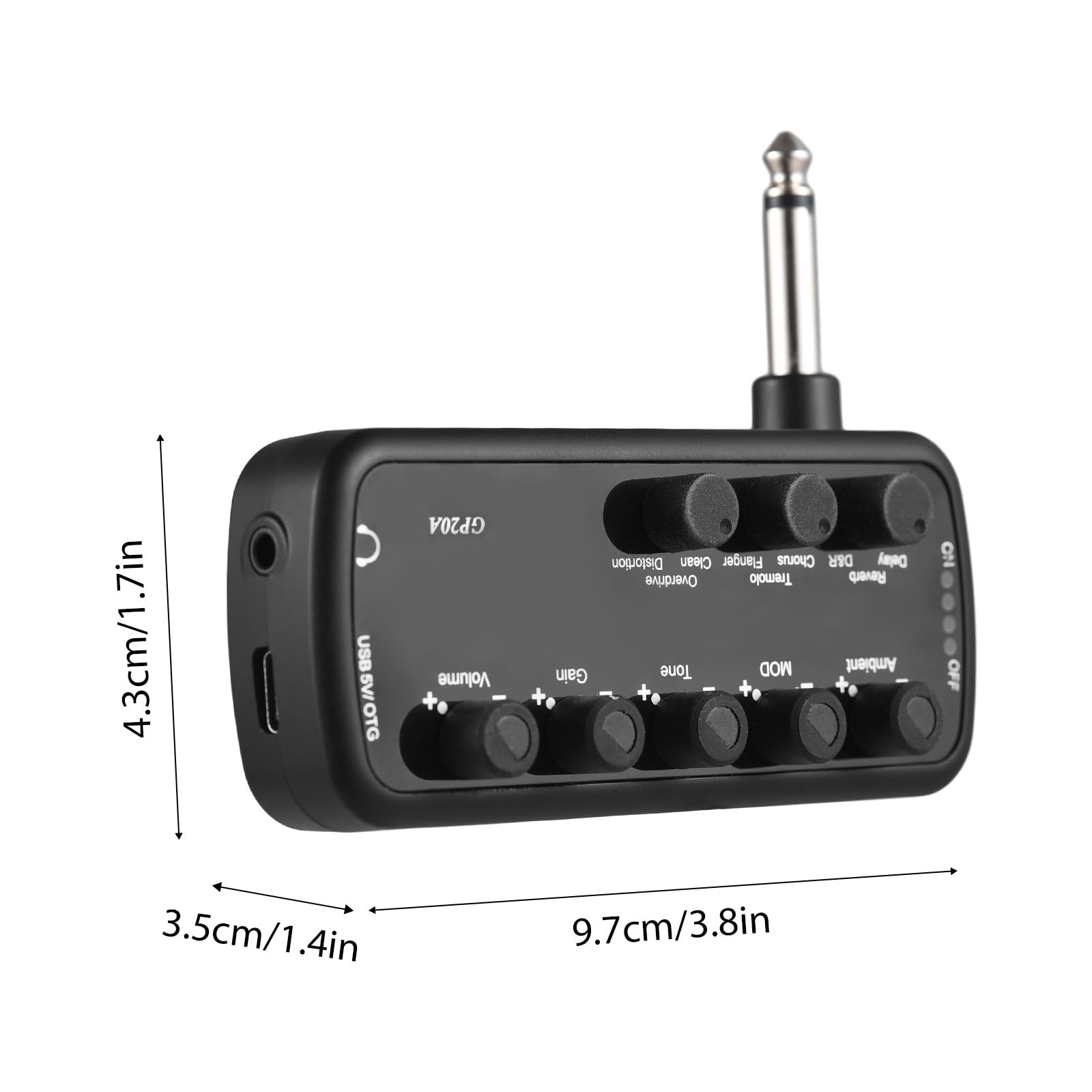 Btuty Gitarrenverstärker, Mini-Verstärker, tragbar, Gitarrenverstärker, Plug and Play, für E-Gitarre, Musikinstrument, 3 Simulationen, eingebaute Lautsprecher