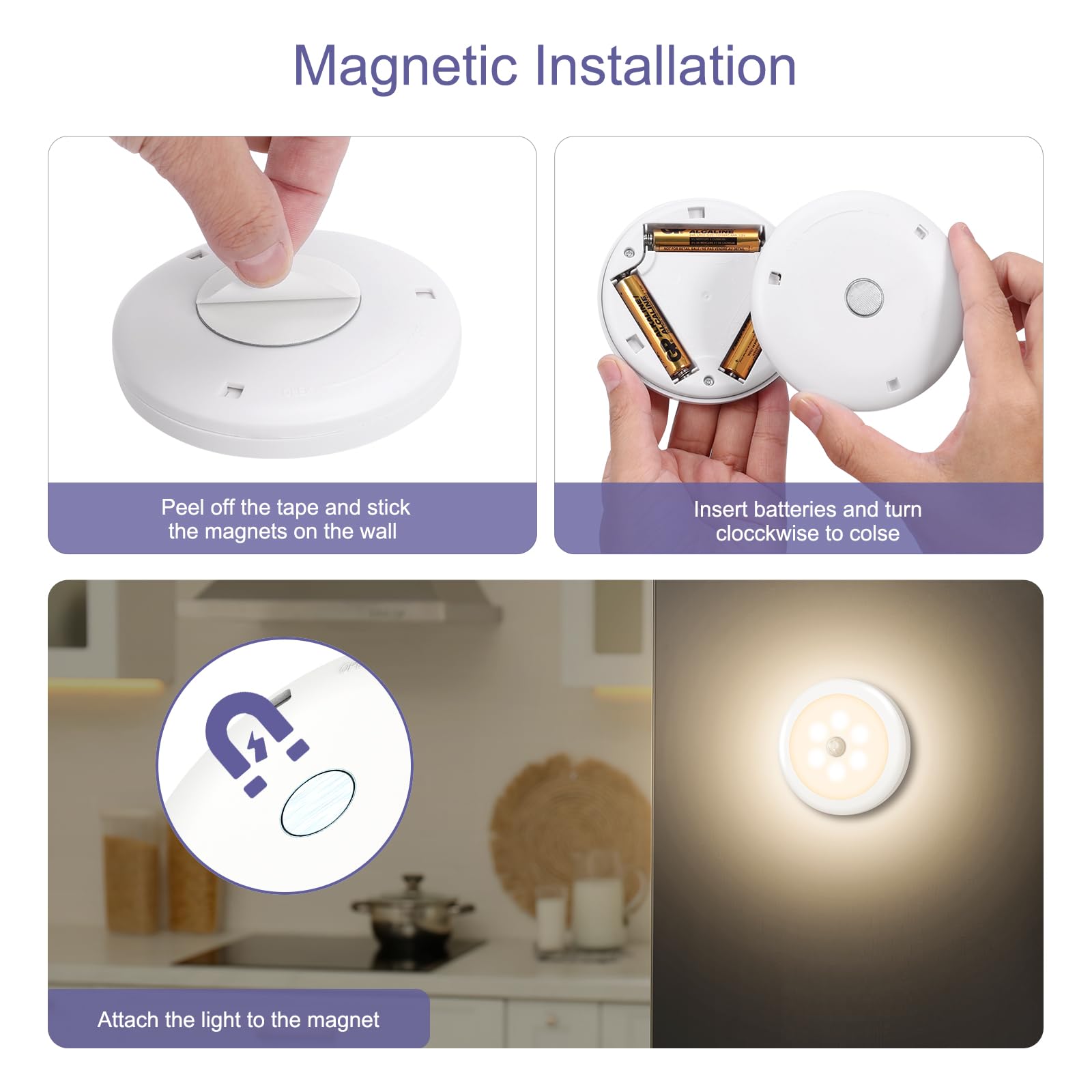 Luci a LED con sensore di movimento, confezione da 4 luci
