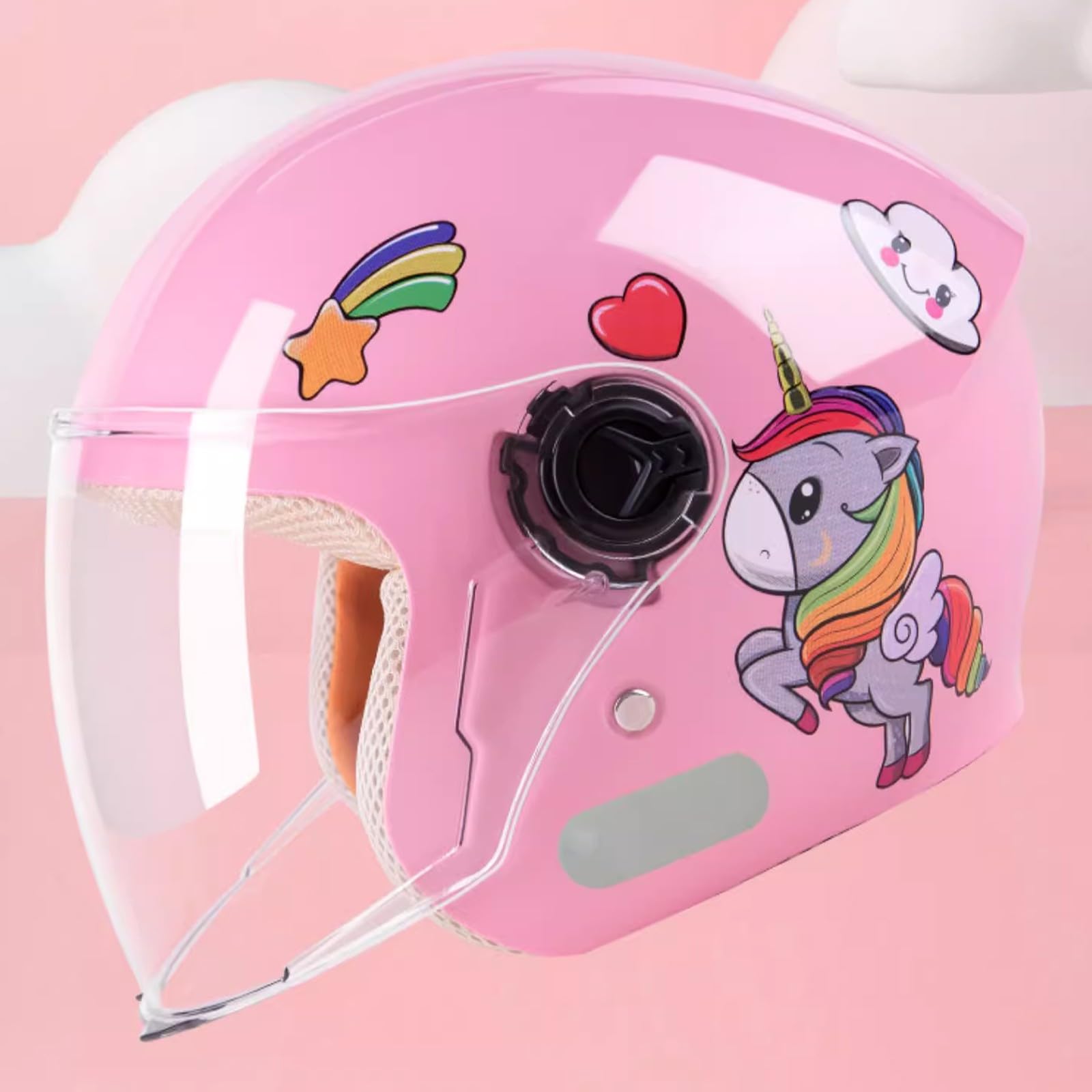 Casque De Moto Ouvert Pour Enfants, Demi-Casque Jet Léger Avec Visière