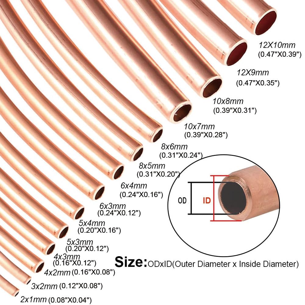 Copper Tubing, 8mm OD x 6mm ID x 6.56Ft Refrigeration Pipe, Soft Coil