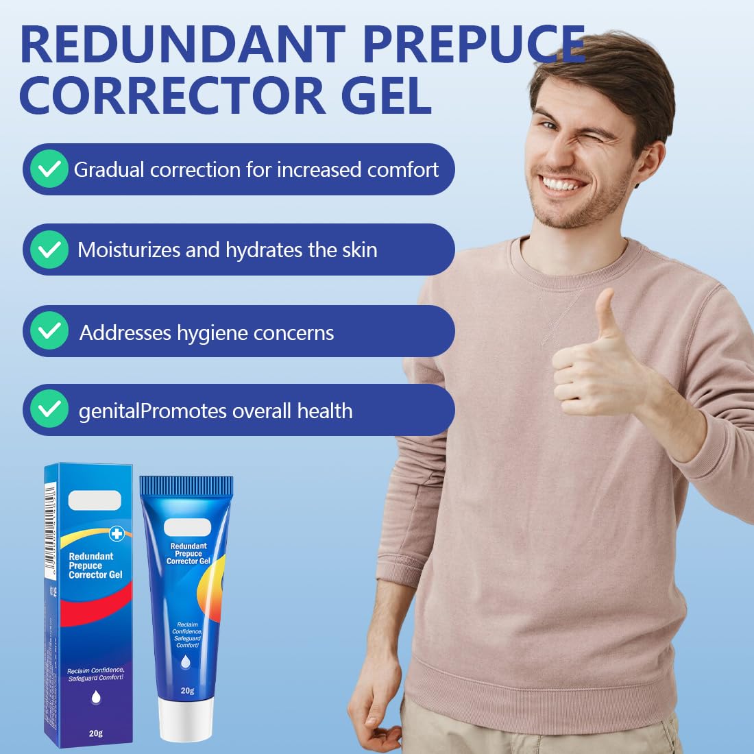 Gel Corrector de Fimosis,Gel Corrector para el Estrechamiento del Prepucio,Crema de Fimosis,Ingredientes Naturales,Hidratante,Rápido y Suave