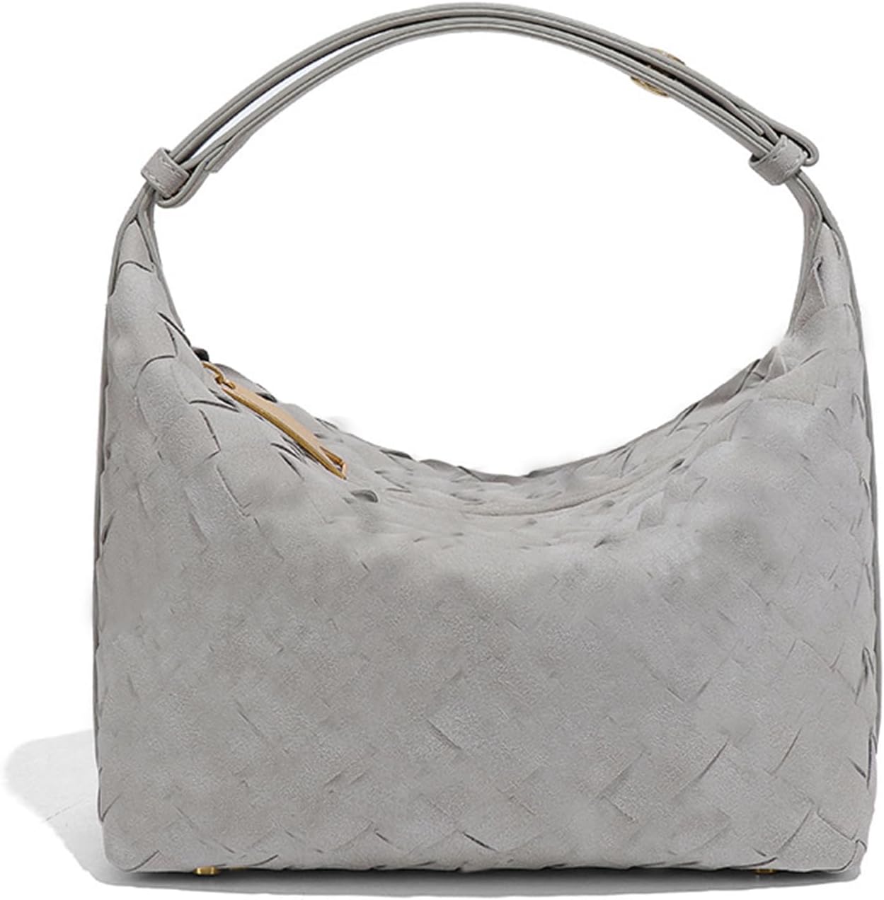 Luxurious Suede Hobo Bag - Women's Woven Leather Shoulder Bag with Spacious Interior