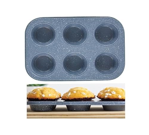 6 Muffin Non Stick Tray Cupcake Baking Mould For Fairy Cakes Muffins Yorkshire Puddings Cupcakes Brownies Egg Tarts Mince Pies And Appetisers Stain Resistant Deep Trays 6 Cup Cake Pan Tin Plate