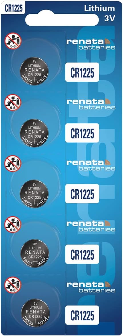 Renata CR1225 Batteries – 3V Lithium Coin Cell 1225 Battery (5 Count)