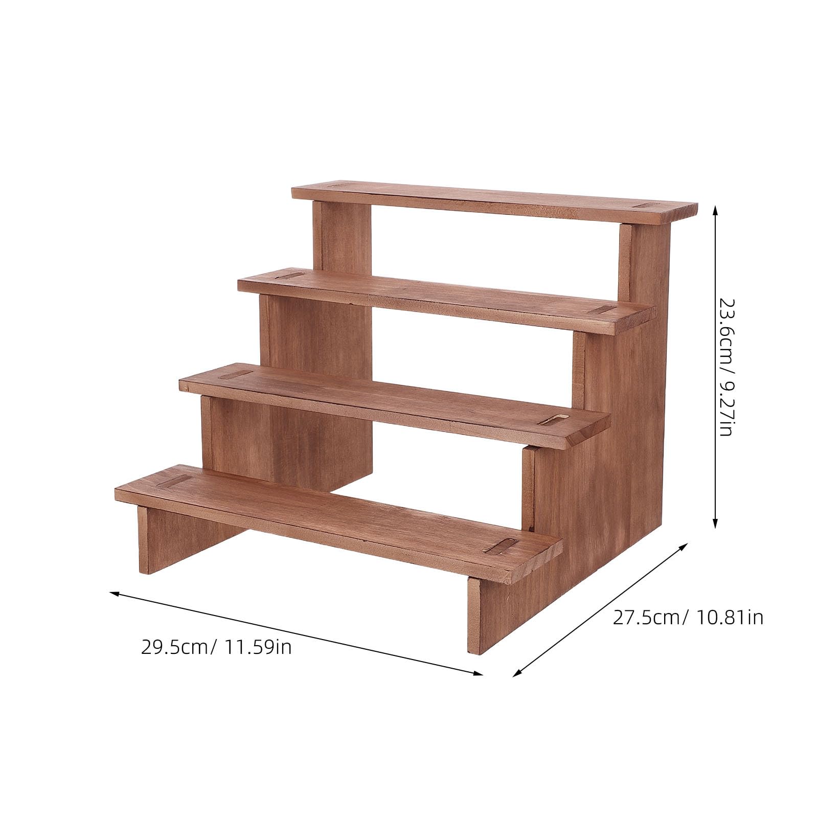 Operitacx 1 Set di supporti espositivi in ​​legno: supporto per cupcake e dessert a 4 ripiani in legno - Scaffale da tavolo per action figure, profumi, oggetti da collezione e allestimenti per negozi.