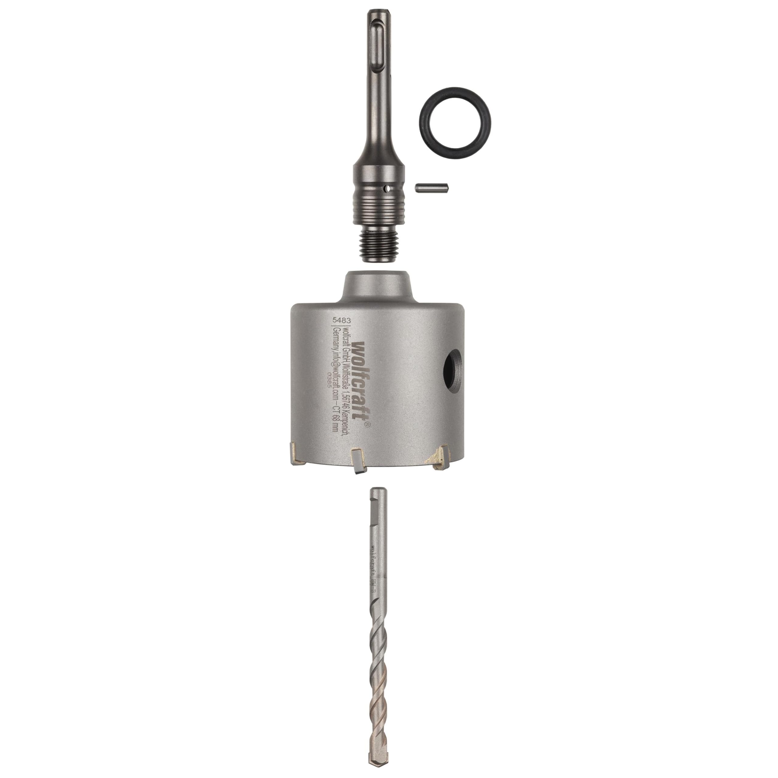 GARHWAL Holleboorkroonset, 68 mm, met SDS-Plus adapter en centreerboor, hamerslagvaste gereedschapsset voor boren in metselwerk, beton en graniet, perfect voor doe-het-zelvers en professionals in huis en tuin