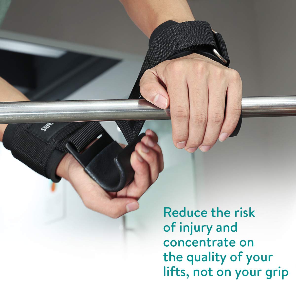 Navaris Weight Lifting Hook Straps - Pair of Weightlifting Wrist Support Straps with Hooks - Neoprene Wrist Grips for Deadlifts, Chin Ups, Training
