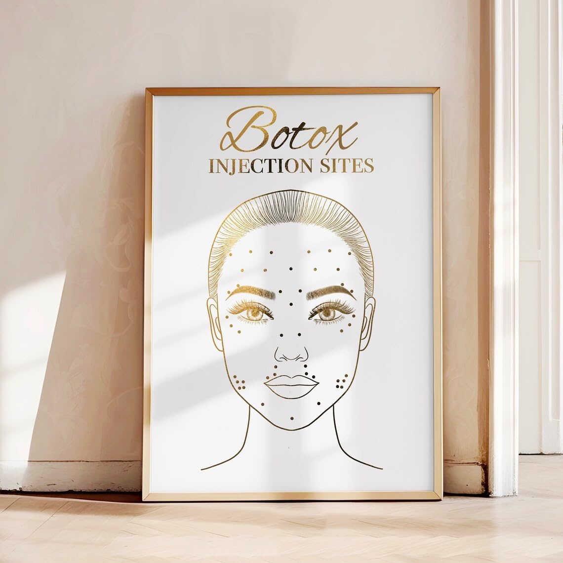NATVVA Journey Wall Art Set of 4 Aftercare Facial Anatomy Print Sites Anti-Wrinkle Canvas Painting for Beauty Salon Decor With Inner Frame