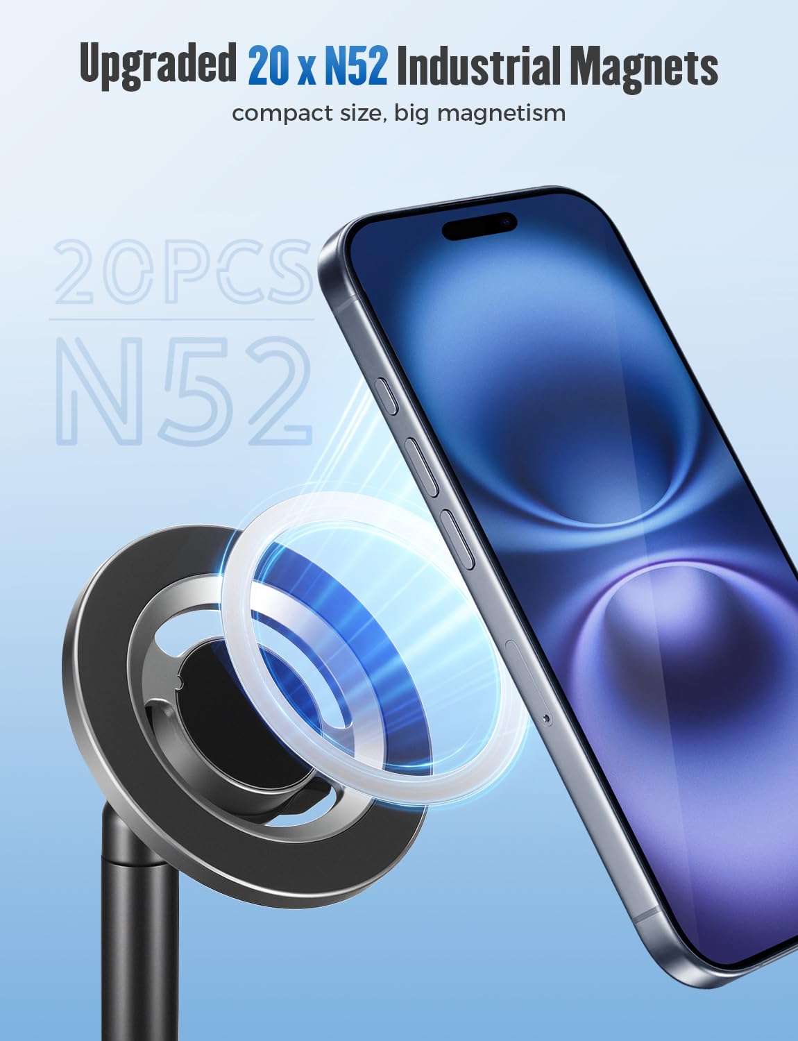 PAIRIER Uchwyt na telefon do uchwytu na kubek | Uchwyt na telefon do uchwytu na kubek z możliwością obrotu o 360° i szybko wysuwanym długim ramieniem