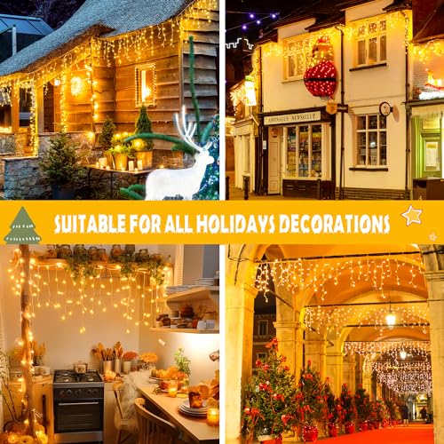 Jmexsuss EXS-I-0400 38.8Ft Icicle Lights For Outside, 400 Led Icicle Christmas Lights Outdoor Indoor Plug In thumb #1