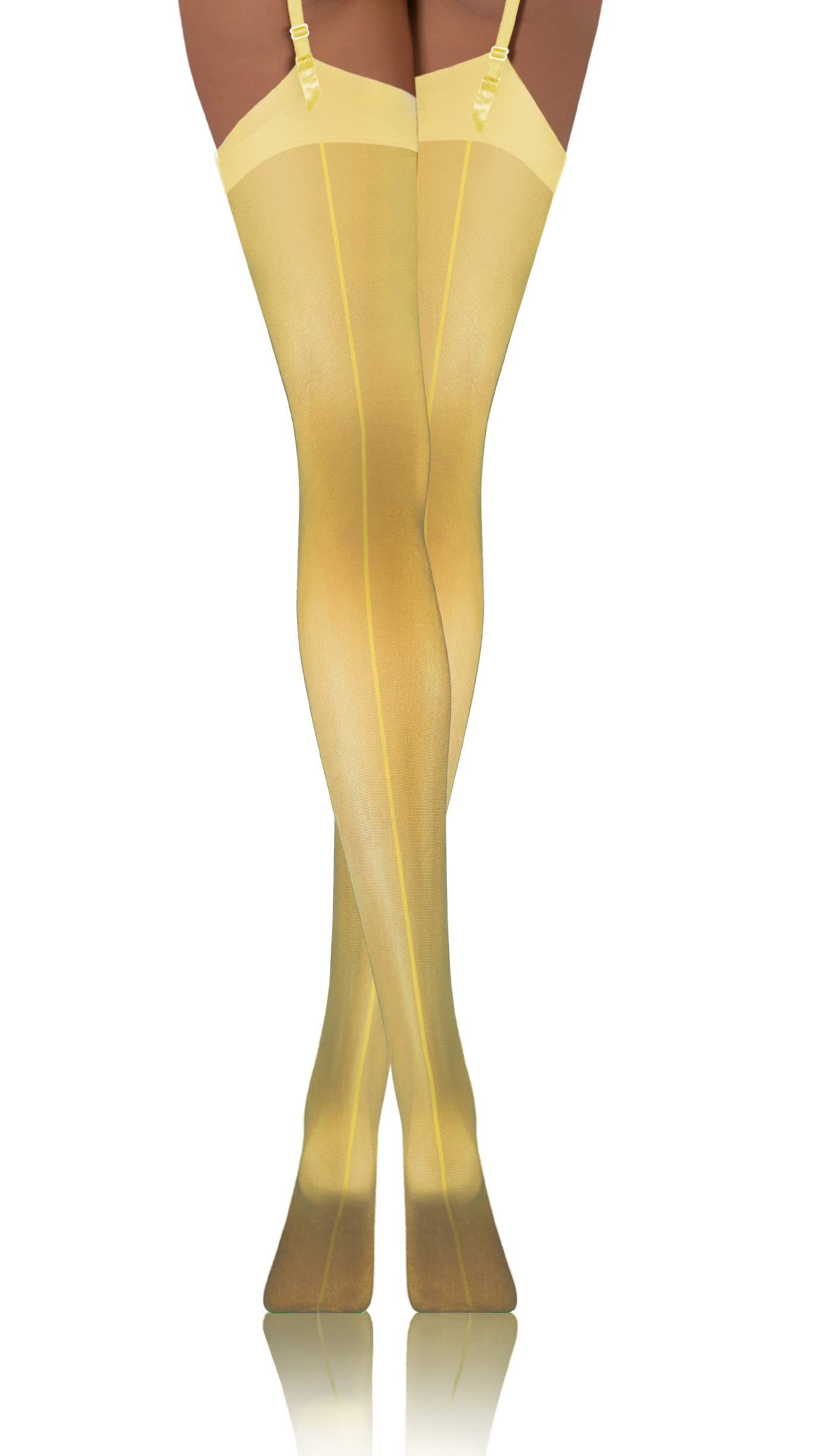 Sesto Senso Women's Belt stockings 20 Den Seamed Sexy Stockings PDP_02 XL-XXL Yellow