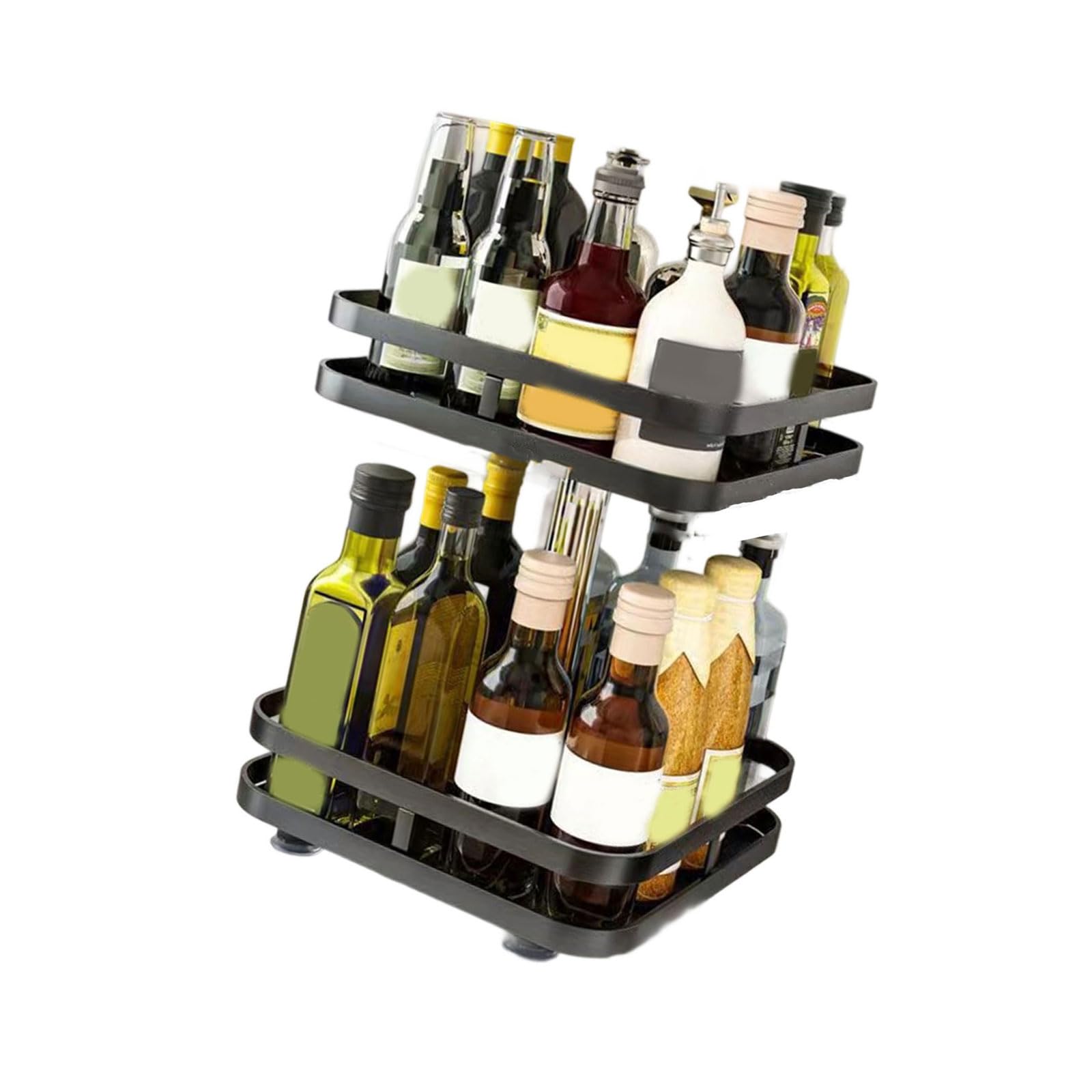 Kalttoy Tiers Organizers for Kitchen Counter Bathroom Countertop Adjustable Cosmetic Storage Sturdy Metal Designs Rotating Kitchen Countertop Organizers