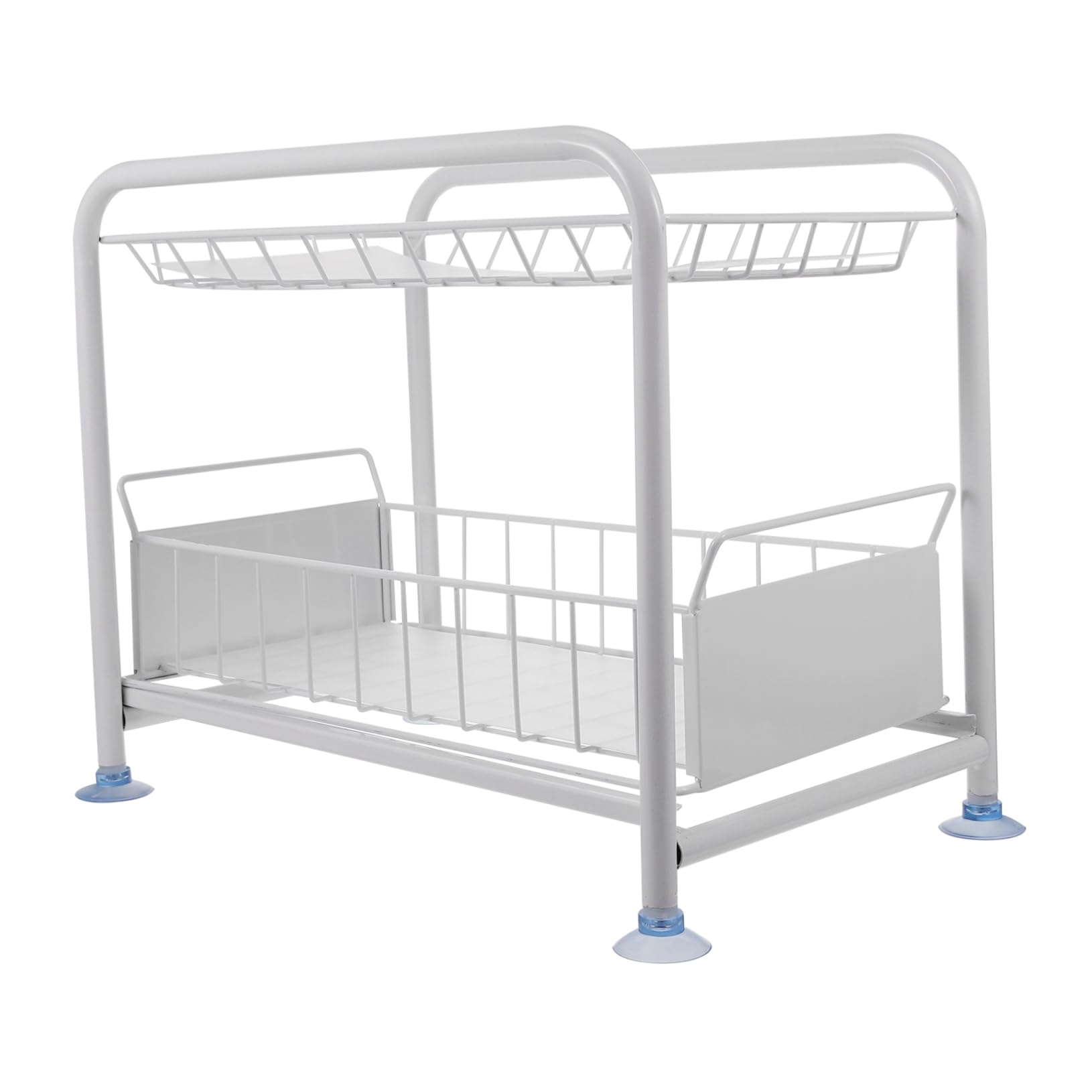 Cabilock Portable under Sink Storage Telescopic Rack 2 Slide-in Baskets Sturdy Steel Easy to Use for Kitchen Office Bathroom