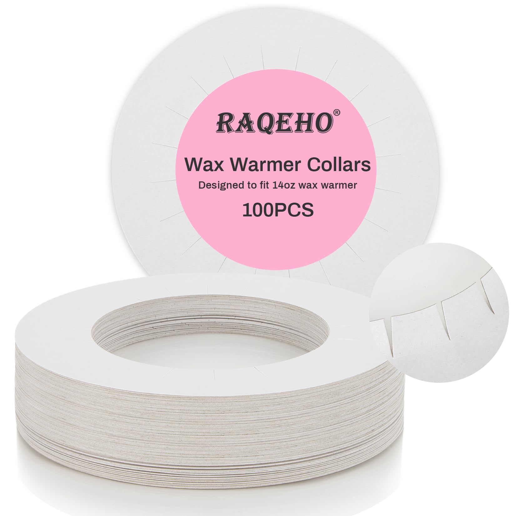 Wax Collars for Wax Pot - 100PCS Disposable Coated Paper Protective Clean Collar for 14oz Wax Warmer Melting Pot for Hair Removal Women Wax Bath Accessories Esthetician Professional Supplies