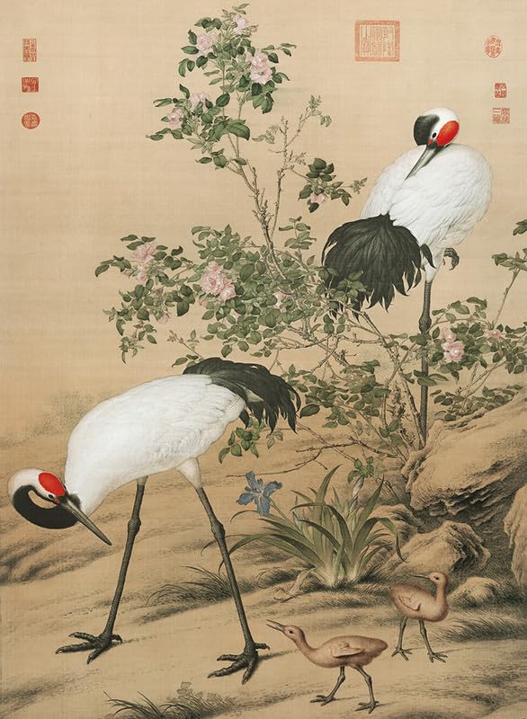 Bristlegrass 1000-Piece Jigsaw Puzzle for Adults-Chinese Qing Dynasty Old Master Giuseppe Castiglione Masterpieces of Art Cranes for Puzzle Enthusiasts Unique Brain Teaser (1000pcs) — image 1