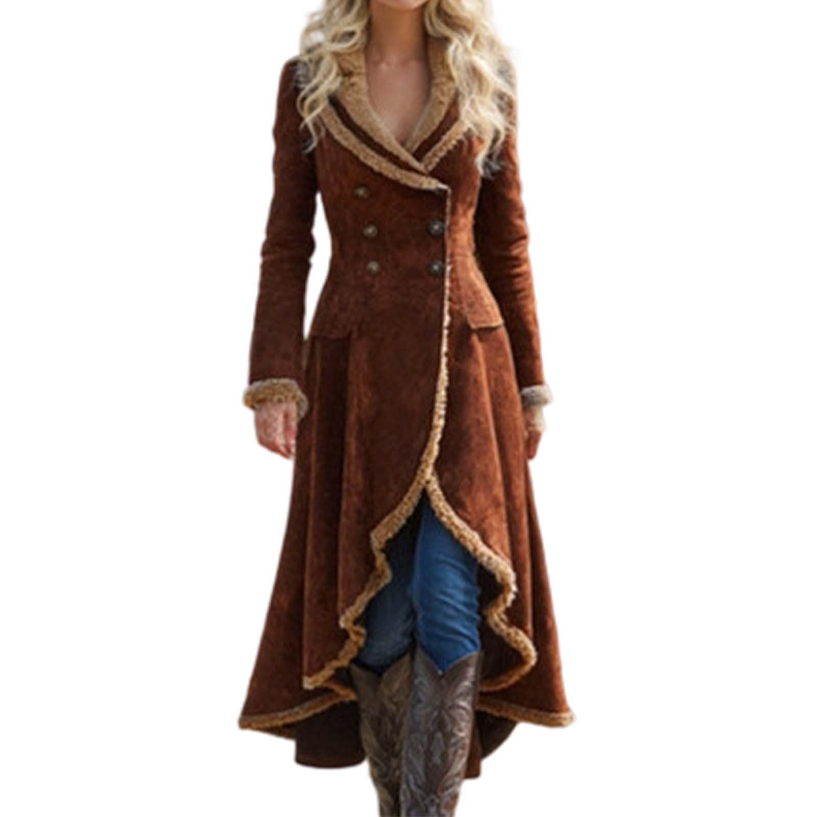 Wintermantel Damen Lang Winterjacke Warm Gefüttert Fleecejacke Ledermantel Revers Mantel Winter Dicke Trenchcoat Umlegekragen Plüsch Kunstpelzmantel PU Lederjacken Mantel Damen Winter Elegant