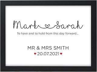PERSONALISED Wedding Vows Gifts for the Bride and Groom - Custom To Have and To Hold Print Wall Art Keepsake Wedding Gifts - Wedding Memories Presents for Mr & Mrs, Husband and Wife, Bride and Groom
